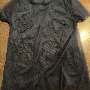 Simply Vera Vera Wang Black Mesh Floral Top